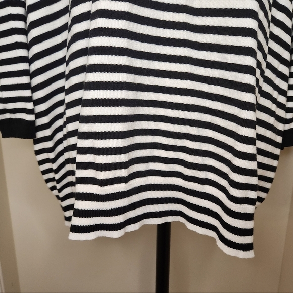 Black & White Stripe Knit Sweater Top - Picture 7 of 9